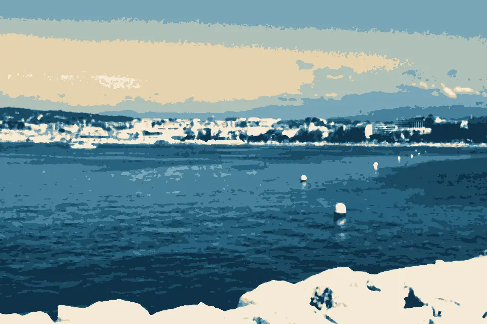 Cap de la Croisette: Cannes Francja - rozległy widok wybrzeża z nowego portu. - panoramio (1)
