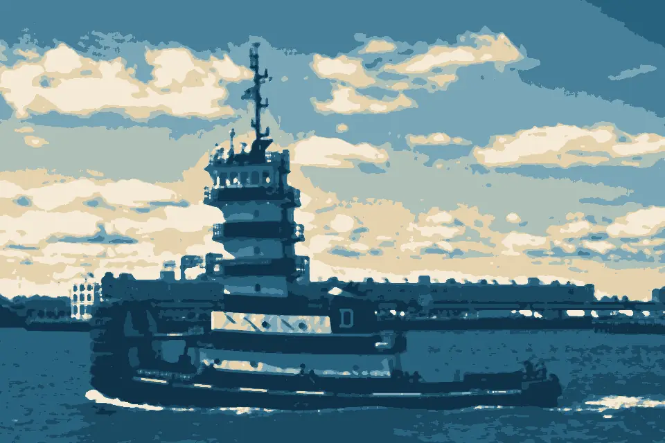 Chelsea River: Pusher tug Chesapeake Coast (IMO 9655121) at Boston Harbor - Massachusetts - USA - 30 March 2012