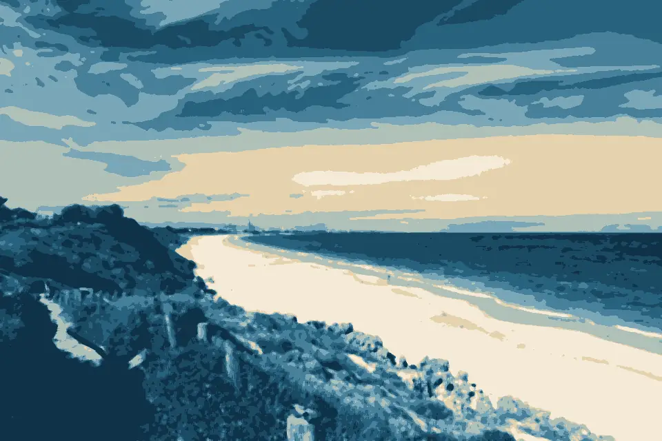 Mosman Beach: Mosman and Leighton beaches with Fremantle harbour cranes in the background, March 2022 01