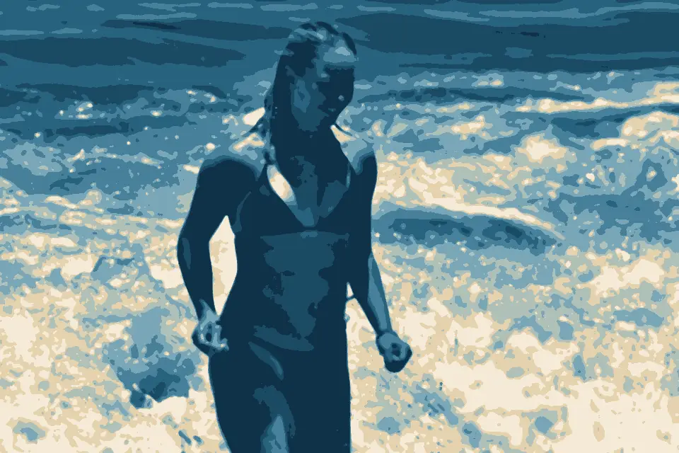 Palauea Beach: A woman in blue bikini at Palauea Beach in South Maui, Hawaii