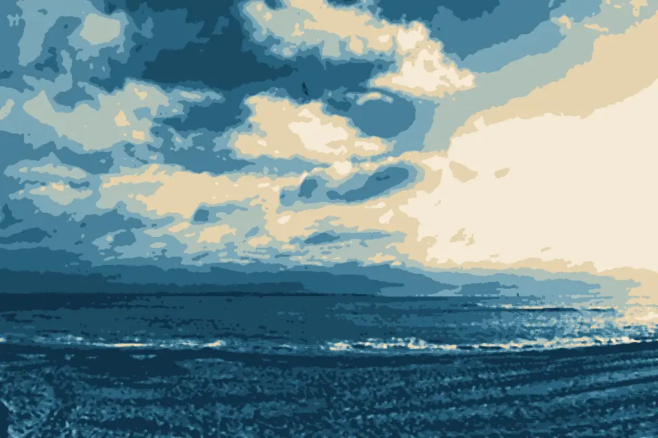 Plage de Toulhars: Panoramique sur l'océan depuis la plage de Port-Maria à Larmor-Plage - Janvier 2018