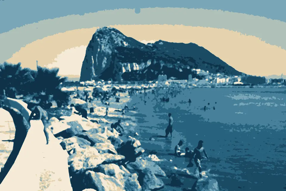 Playa de La Hacienda: Playa de Poniente (La Línea de la Concepción) with the Rock of Gibraltar in the background